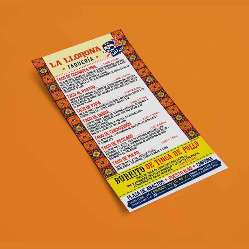 diseño de carta para baraes cromatica